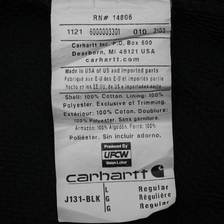 Mens Carhartt  J131-BLK Loose Fit Zip Up Hooded Jacket Size L