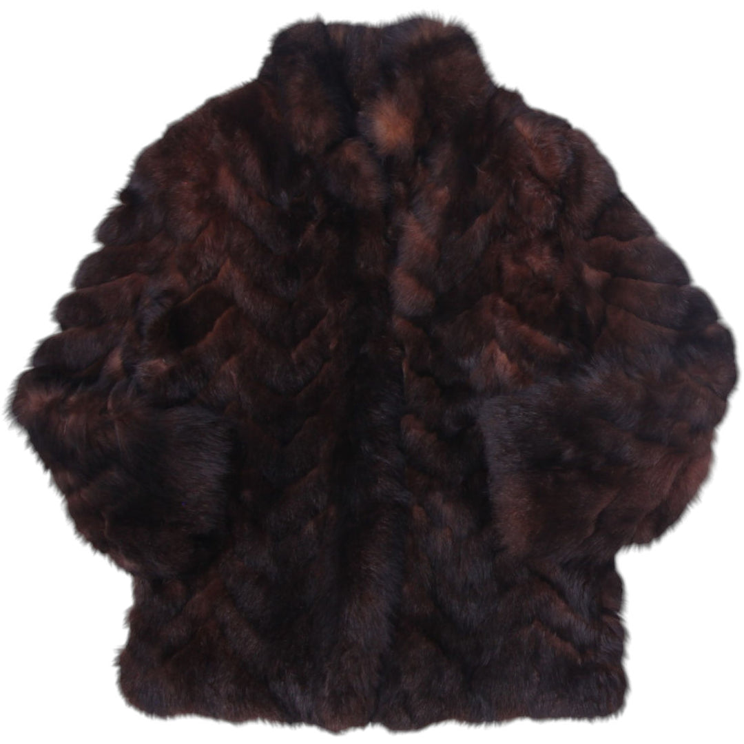 Vintage 1980s Dark Espresso Mink Fur Coat | Chevron Pattern Let-Out Real Fur Jacket | Glamorous Winter Swing | Fashion Rerun