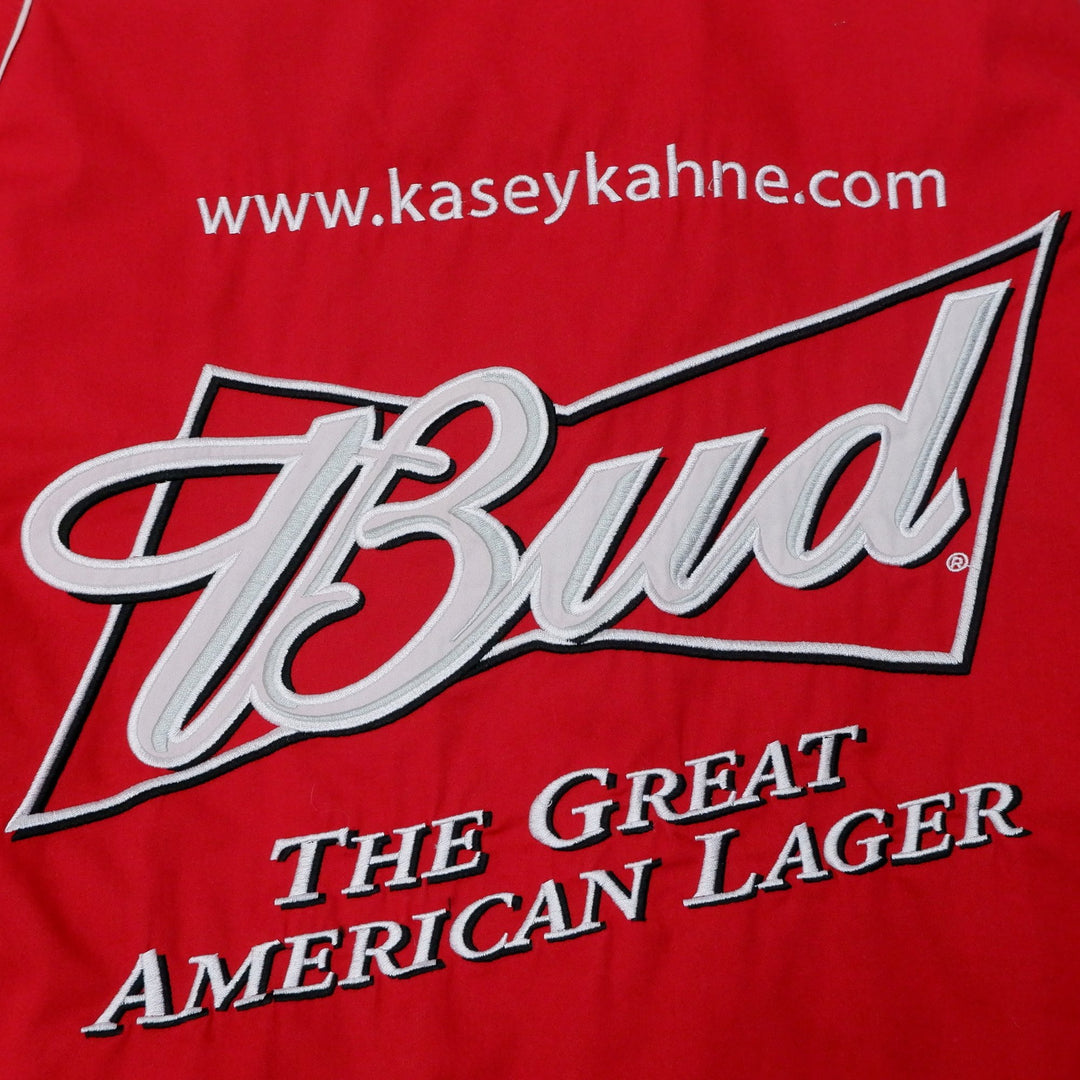 Mens JH Design Budweiser Racing Stitched Snap Button Shirt