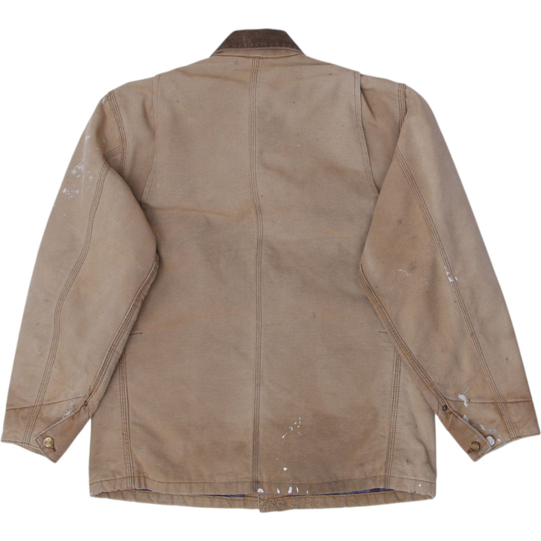Vintage Carhartt Duck Blanket Lined Chore Coat Brown Canvas Workwear Jacket L | Migration_Jackets - Side View | Fashion Rerun