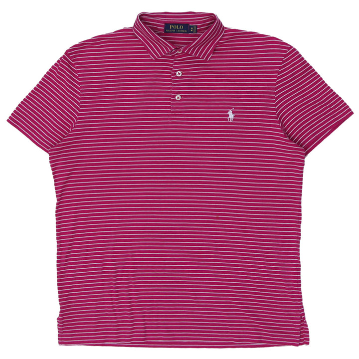 Mens Polo Ralph Lauren Pink Striped Polo T-Shirt