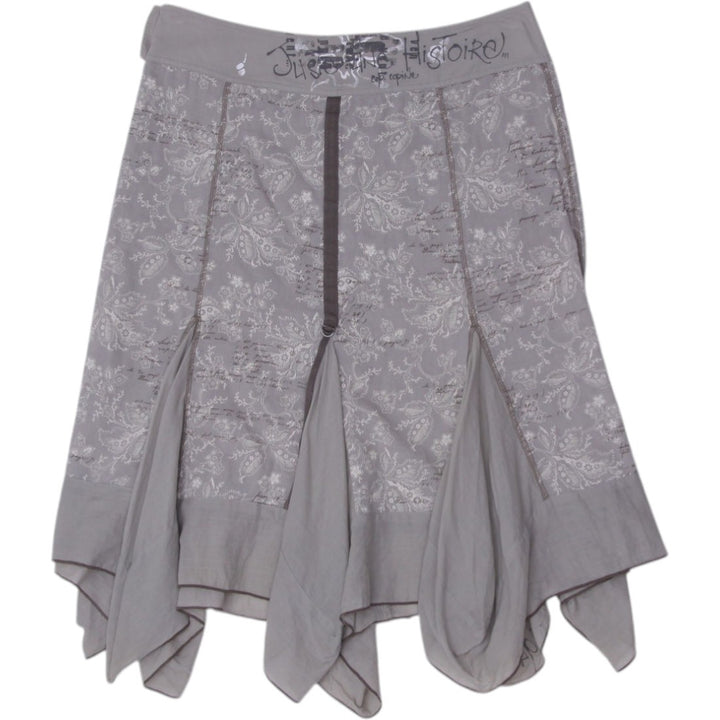 Y2K Ladies Skirt Gray Floral Handkerchief Hem Embroidered