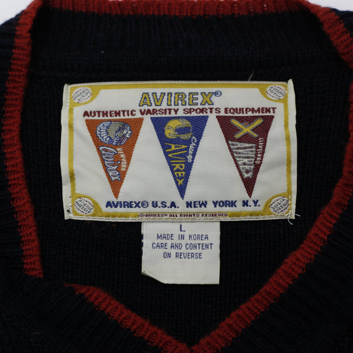 Vintage Mens 90s Avirex Cable-Knit Sweater Vest Size L