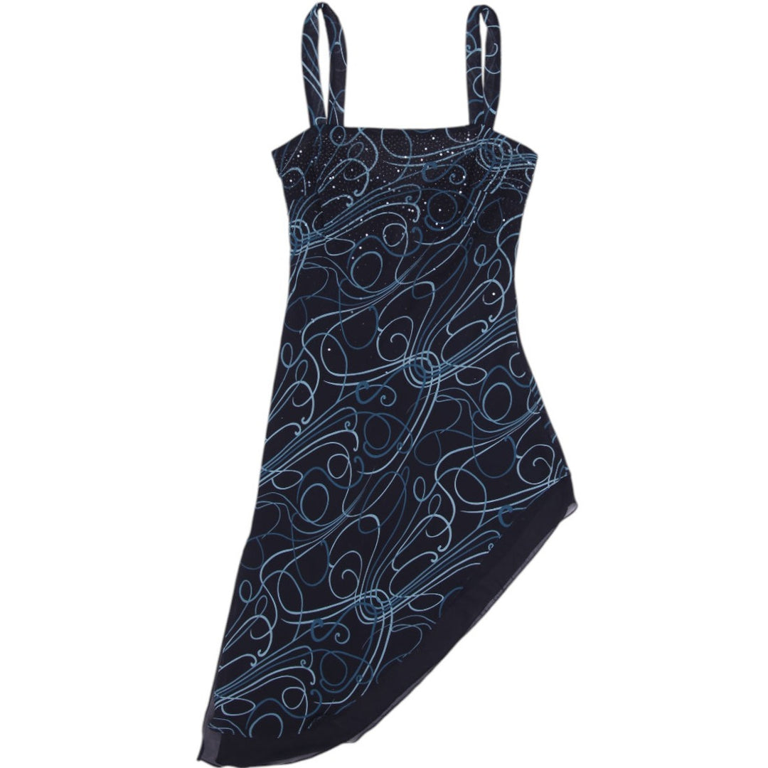 Y2K Ladies Fanny Asymmetric Tunic Swirl Pattern Midi Dress Size M | Migration_Dresses | Fashion Rerun