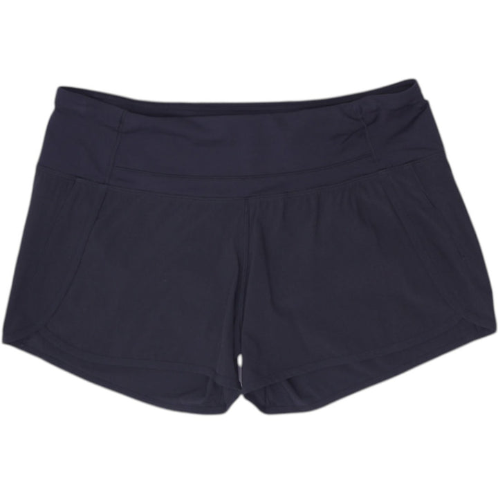 Ladies Lululemon Run Times Short 4" Black Lined Back Zip Pocket Running Shorts 8