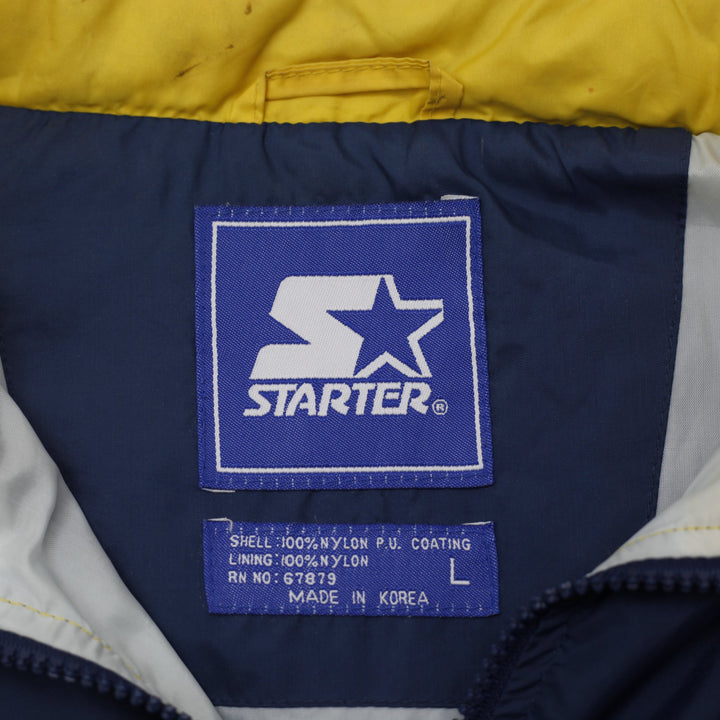 Vintage 90s Starter Michigan Wolverines NCAA Jacket Navy Yellow L | Migration_Jackets - Back View | Fashion Rerun