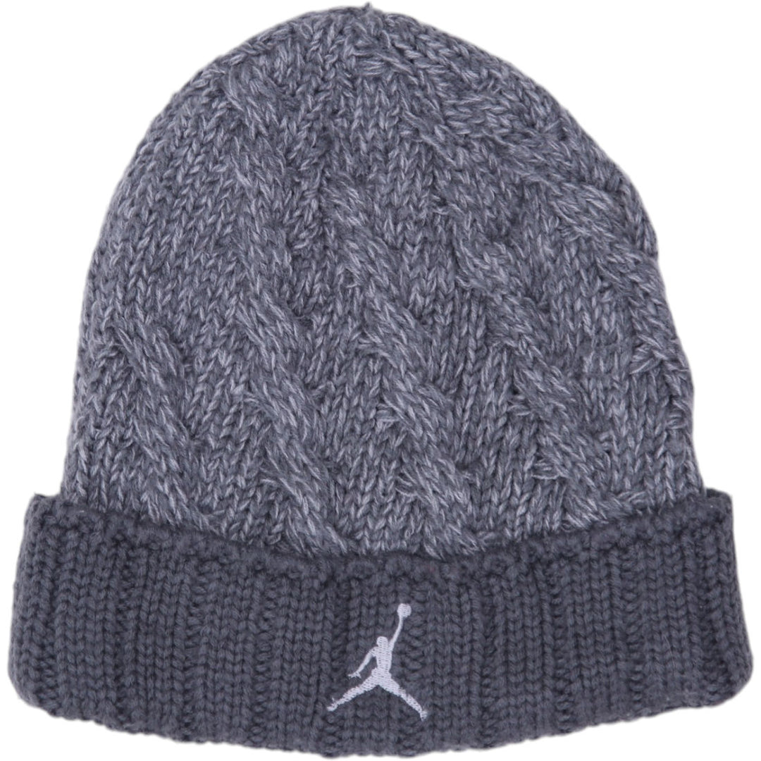 Mens Jordan Beanie Gray Knit Cable Pattern Embroidered Logo