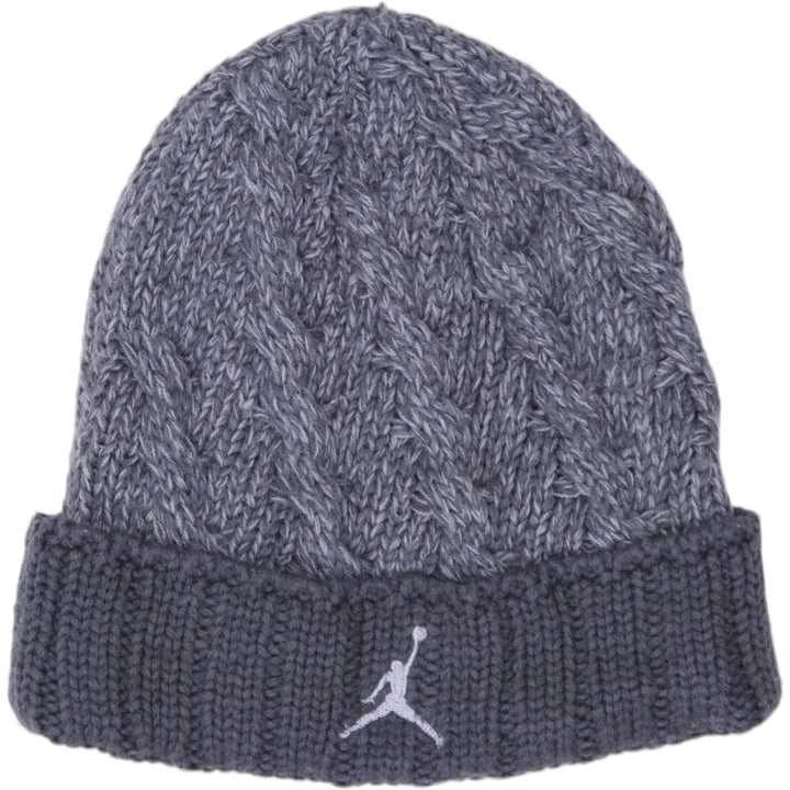 Mens Jordan Beanie Gray Knit Cable Pattern Embroidered Logo