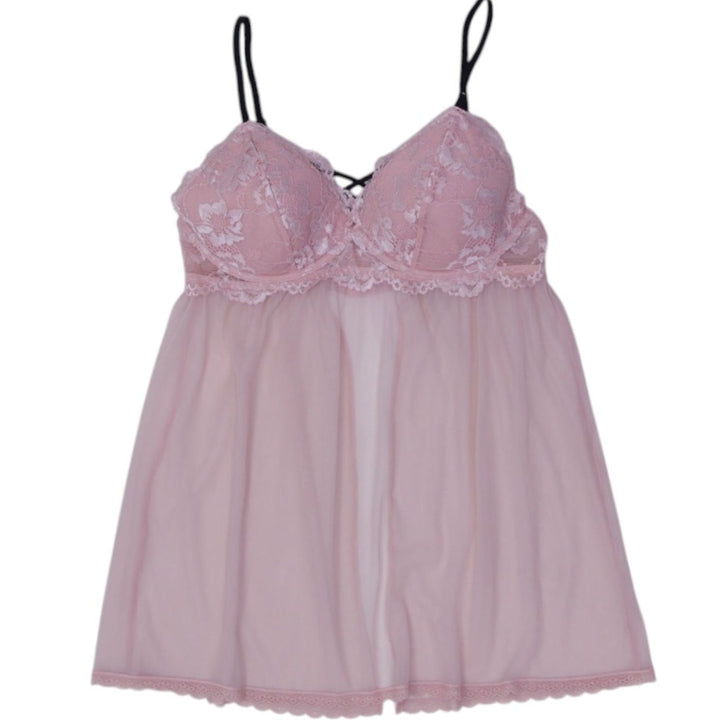 Ladies Lingerie Pink Lace Sheer Chemise