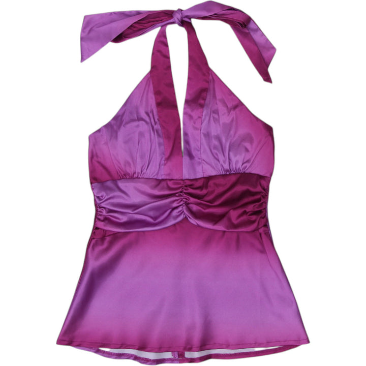Y2K Ladies Le Chateau Tie Back Halter Top Pink Size S | Migration_Y2K Tops | Fashion Rerun