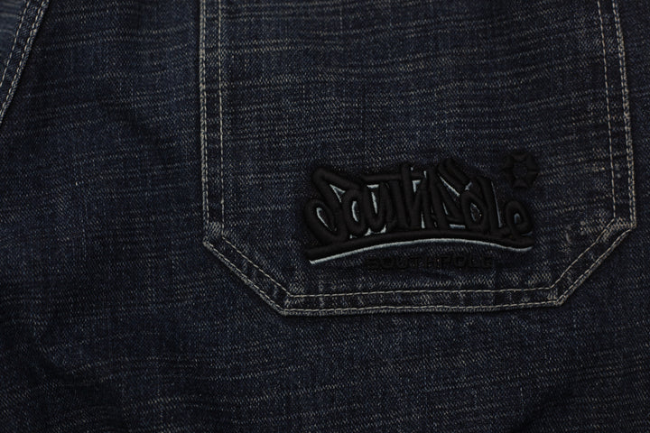 Y2K Mens Southpole Embroidered Hip Hop Headphones Denim Baggy Jeans