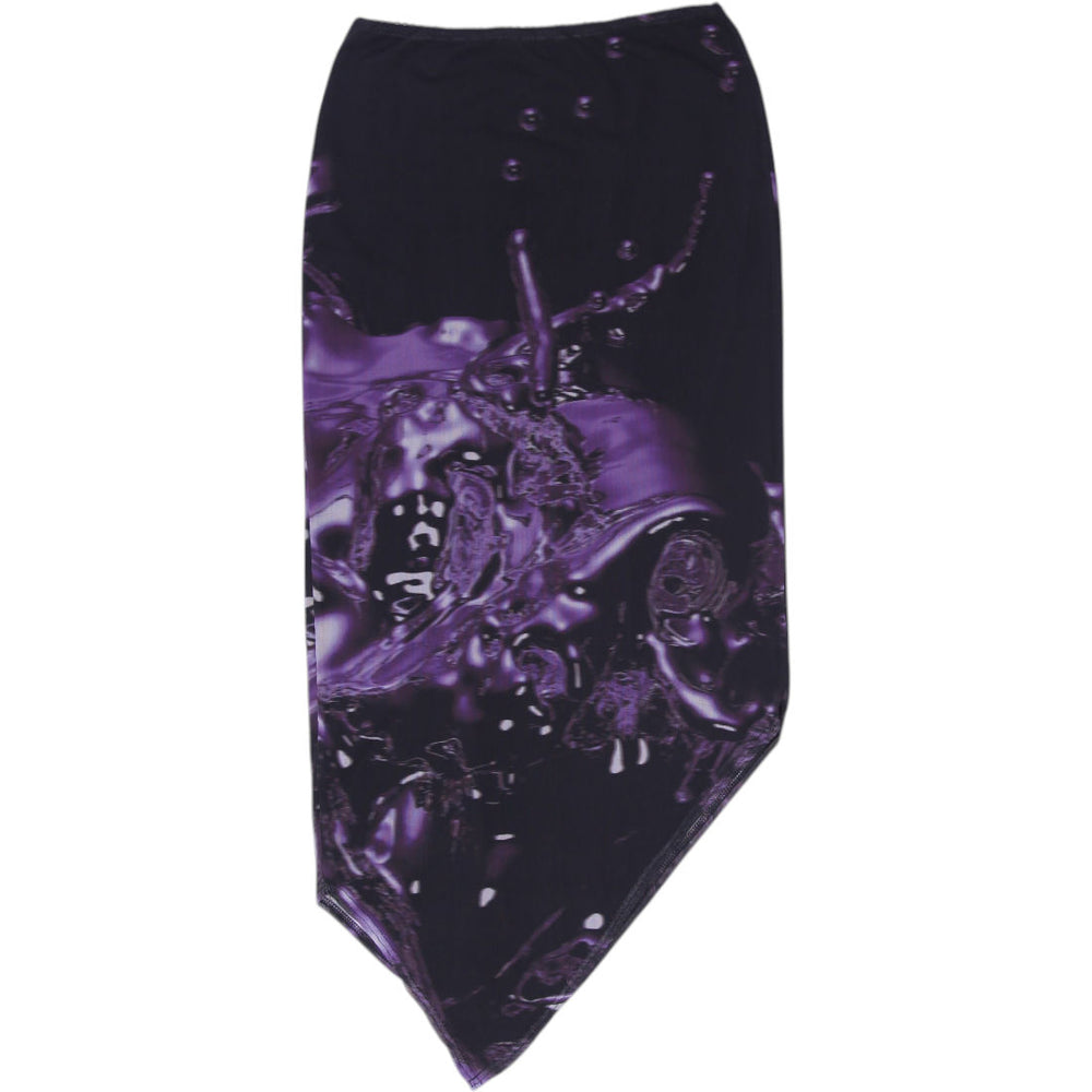 Y2K Ladies Neovision Graphic Slit Design Midi Skirt Size 8 | Migration_Skirts - Side View | Fashion Rerun