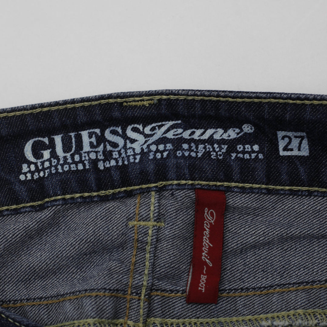 Y2K Ladies Guess Daredevil Bootcut Low Rise Denim Jeans Size 27