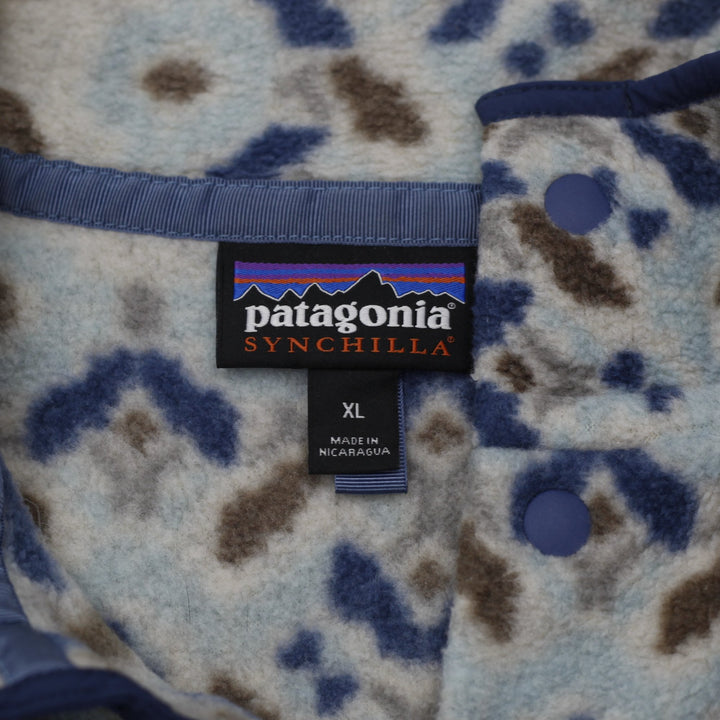 Ladies Patagonia Synchilla Jacket Snap T Pullover Tundra Cluster Big Sky Blue Fleece Jacket