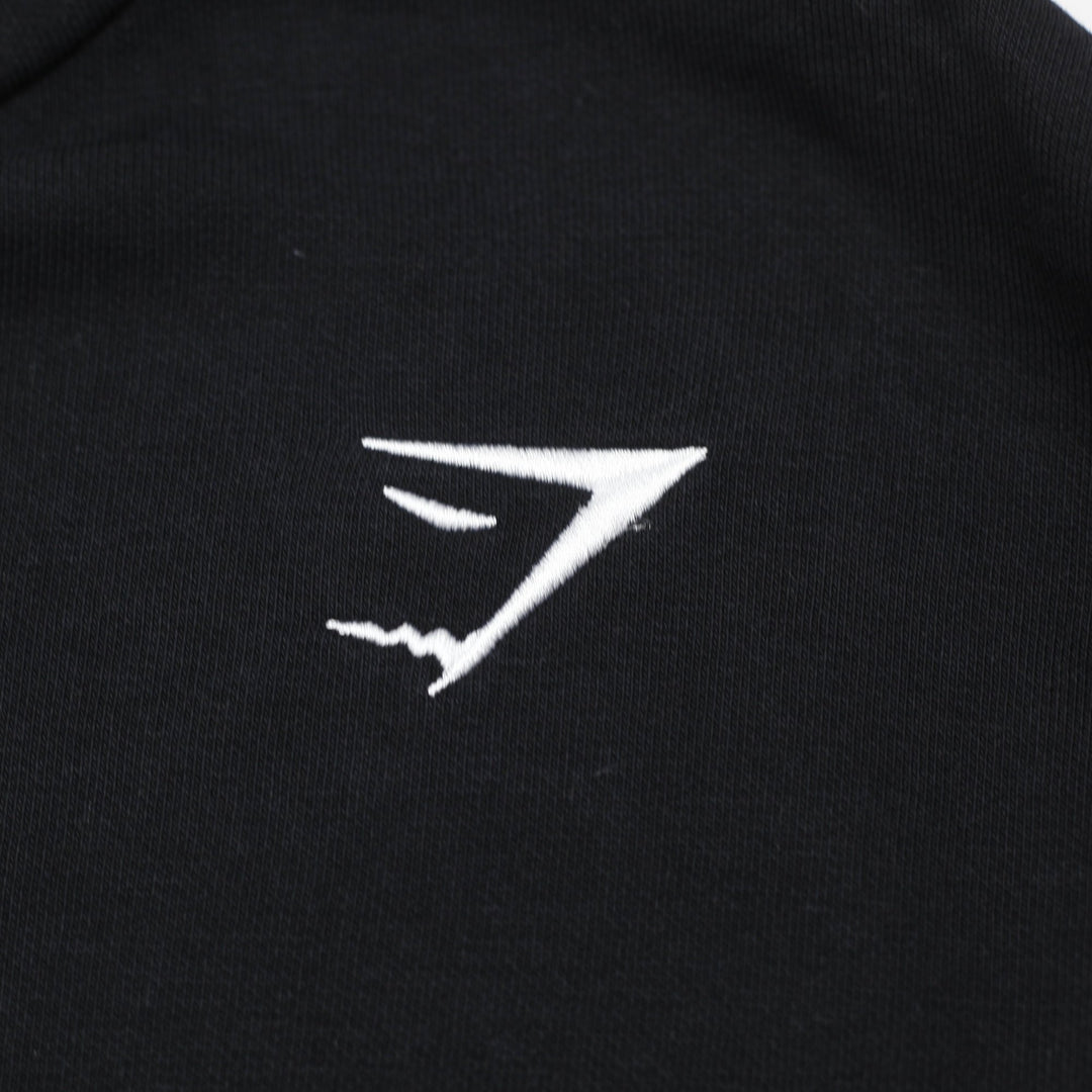 Mens Gymshark Crest Pullover Hoodie Black Size L