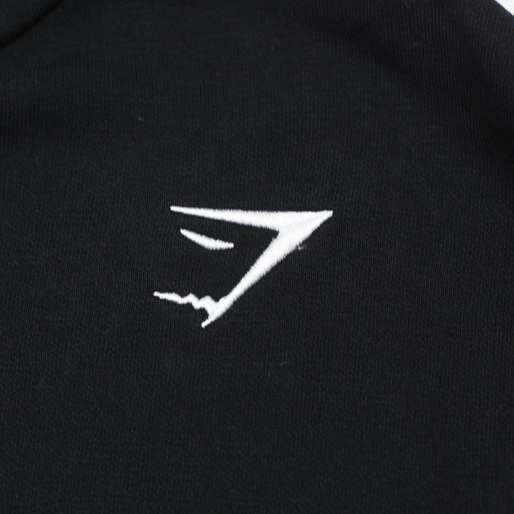 Mens Gymshark Crest Pullover Hoodie Black Size L