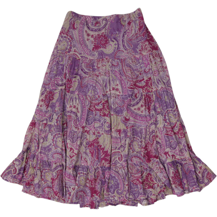 Y2K Ladies Ralph Lauren Paisley Tiered Boho Long Skirt Size 14