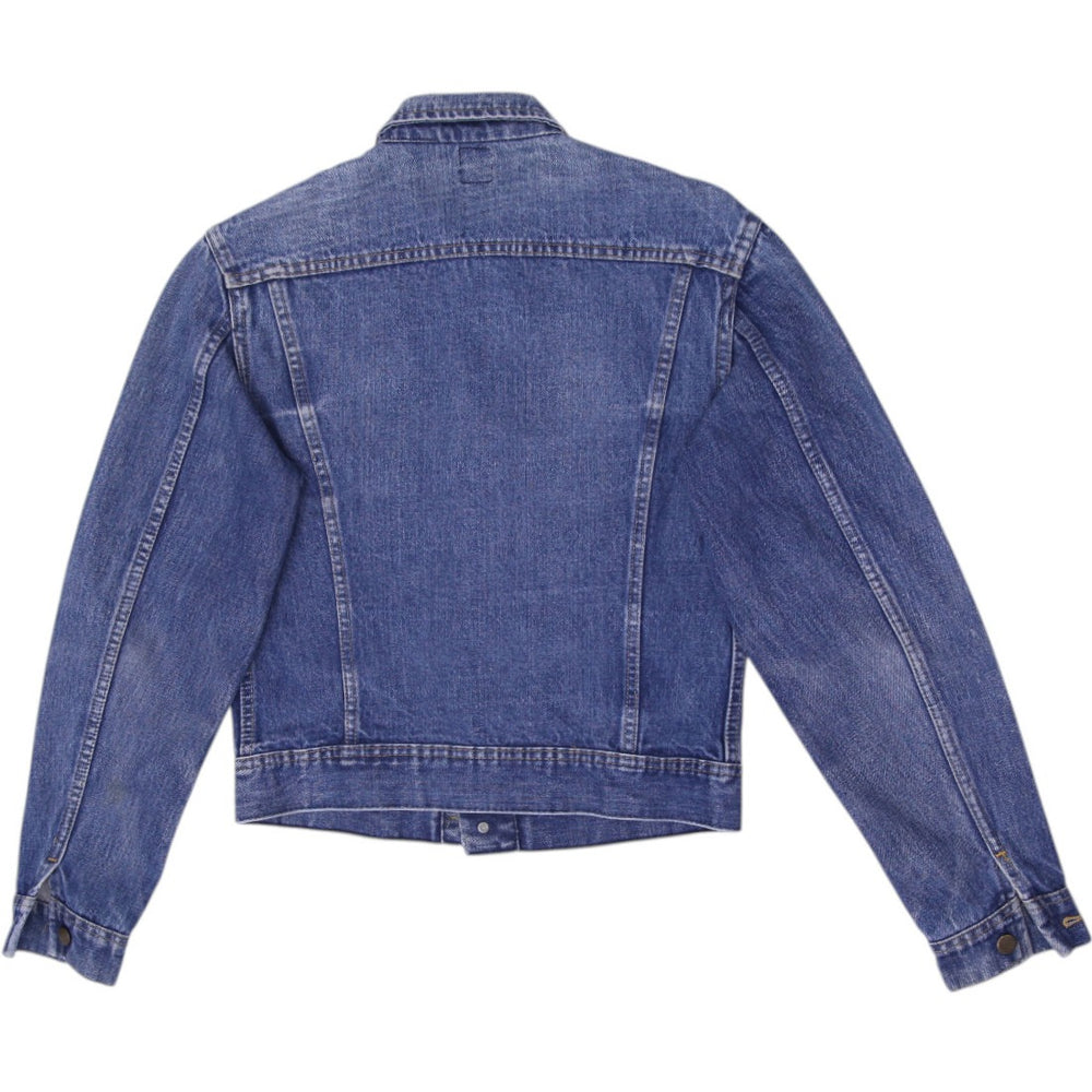Vintage Ladies Lee Washed Blue Classic Style Denim Trucker Jacket Size L | Migration_Jackets - Side View | Fashion Rerun