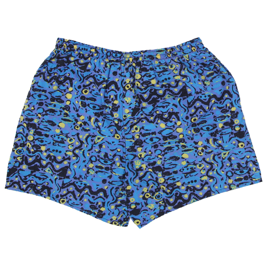 Vintage Nike All Over Abstract Art Nylon Swim Trunk Shorts | Migration_Shorts UAENAT20 - Side View | Fashion Rerun