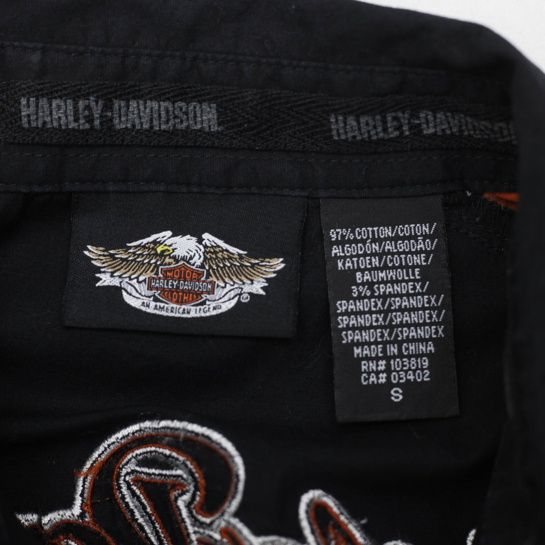 Ladies Harley Davidson HOG Orange Black Polo Size S | Migration_T-Shirts - Back View | Fashion Rerun
