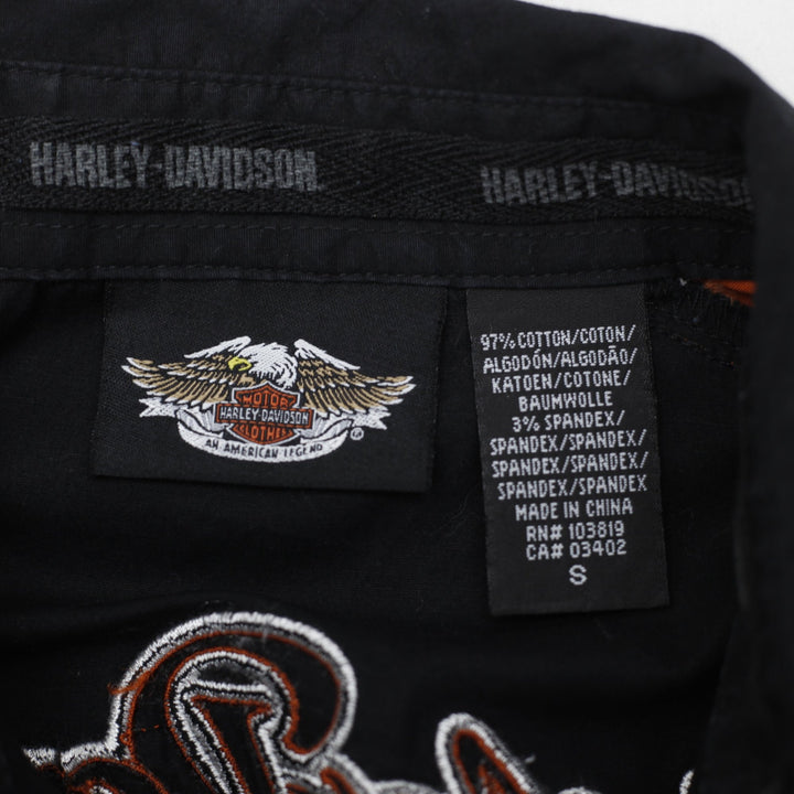 Ladies Harley Davidson HOG Orange Black Polo Size S | Migration_T-Shirts - Back View | Fashion Rerun