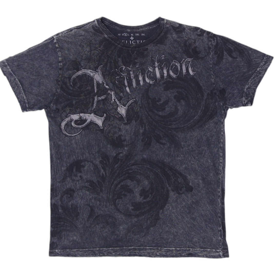 Y2K Affliction Skull Forest Woods Black Green T-Shirt Size M