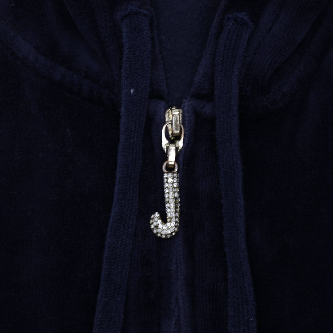 Y2K Ladies Juicy Couture Plush Velour Full Zip Tracksuit Hoodie Size XL