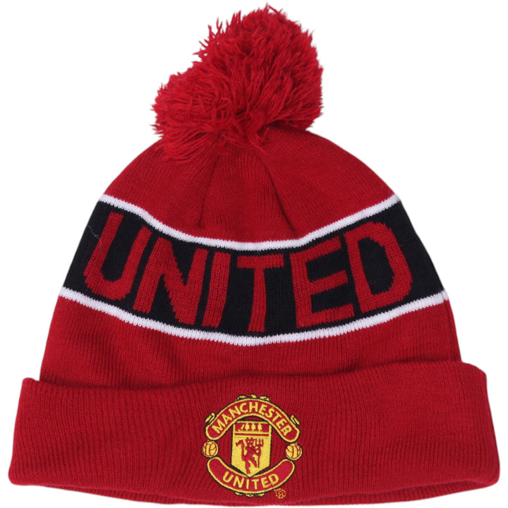 Mens Manchester United Beanie Red Pom Pom Football Winter Hat