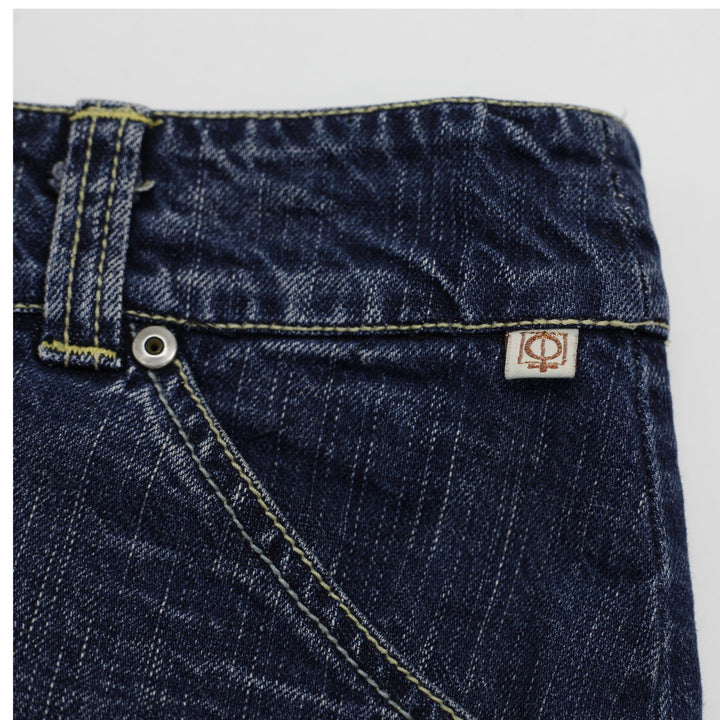 Y2K Ladies POSITIVE Low-Rise Pleated Denim Mini Skirt