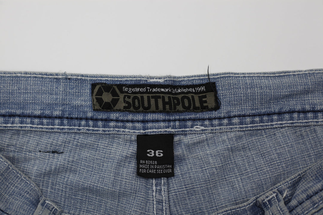 Southpole Washed Blue Casual Urban Style Denim Shorts Size 36 | Migration_Shorts - Back View | Fashion Rerun