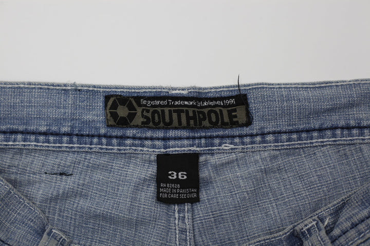 Southpole Washed Blue Casual Urban Style Denim Shorts Size 36 | Migration_Shorts - Back View | Fashion Rerun