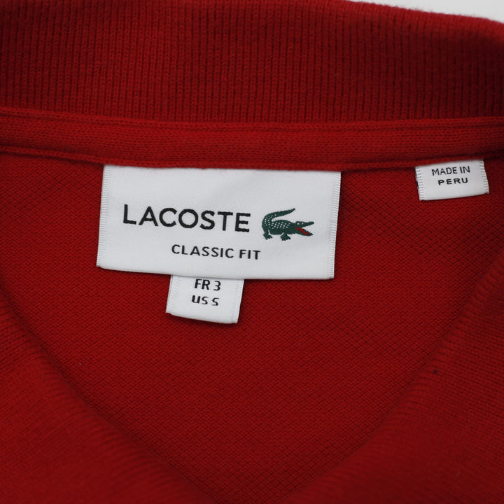 Mens Lacoste Red Classic Fit Short Sleeve Polo T-Shirt