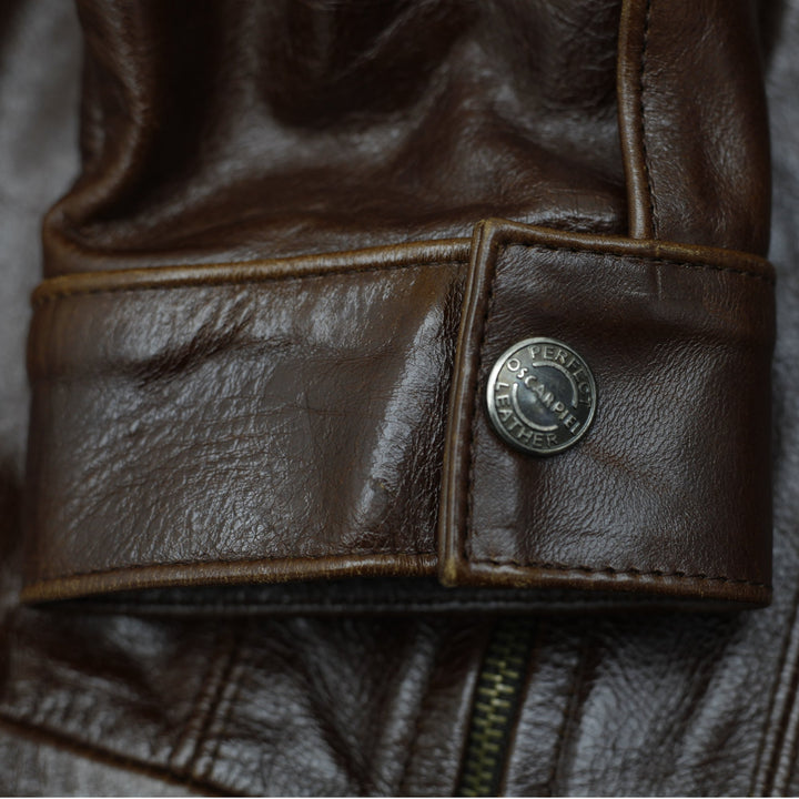 Vintage Oscar Piel Leather Bomber Jacket Made in Mexico