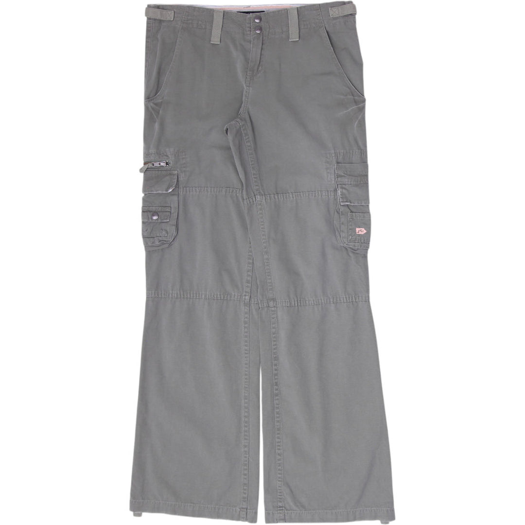 Y2K Ladies Rusty Low Rise Olive Green Cargo Flare Pants Size 12