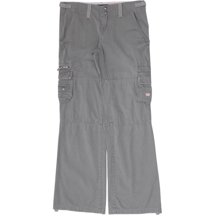 Y2K Ladies Rusty Low Rise Olive Green Cargo Flare Pants Size 12