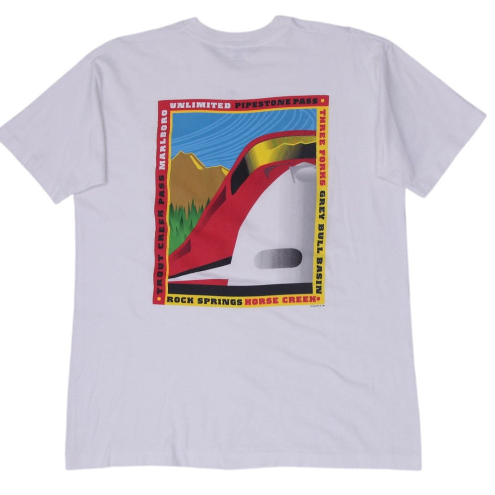 Vintage 90s Marlboro Unlimited Pocket Shirt Made in USA Size XL | Migration_T-Shirts - Side View | Fashion Rerun