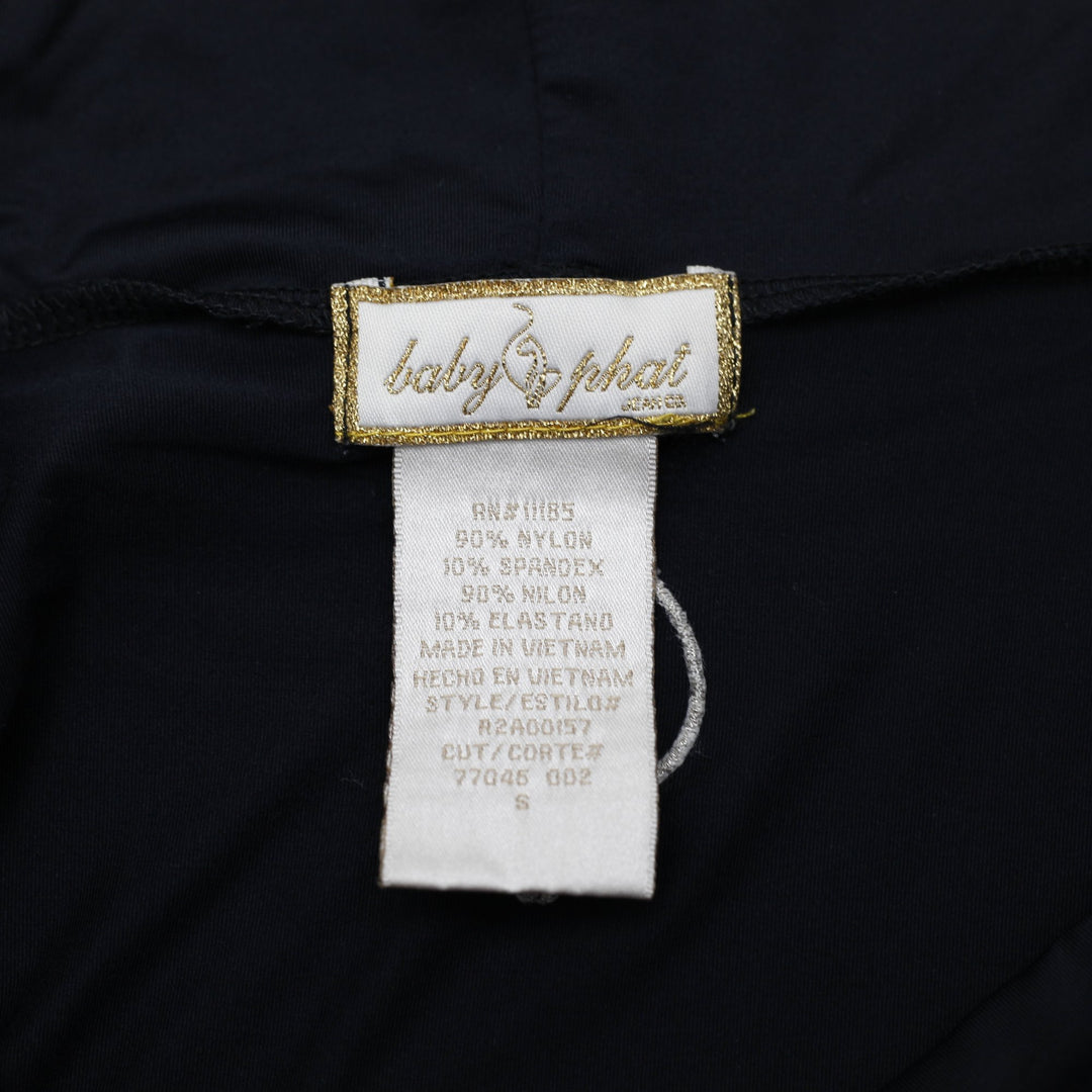 Y2K Ladies Baby Phat Top Black Logo Nylon Stretch Size S