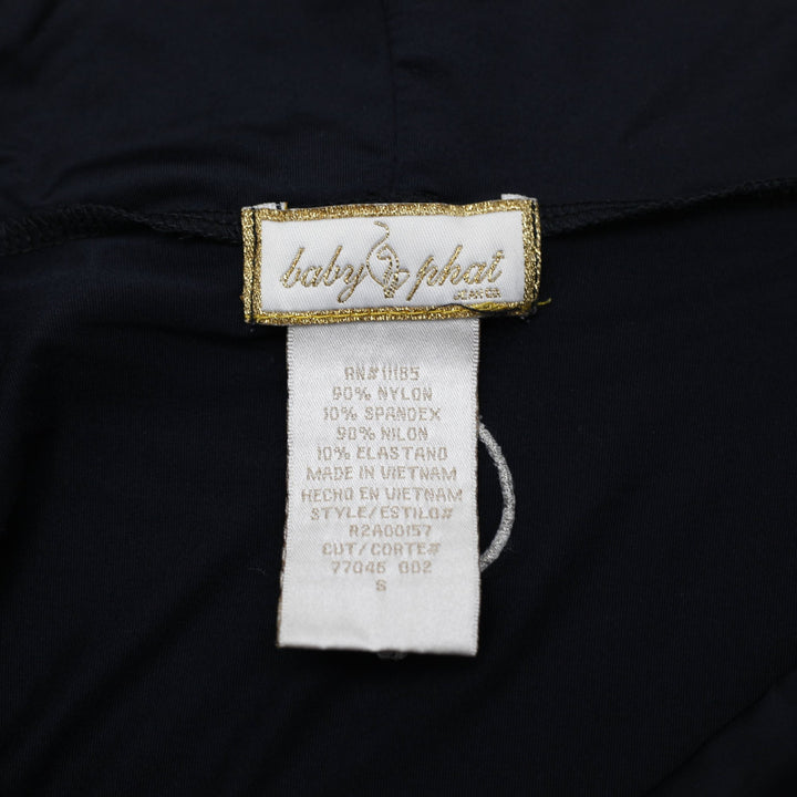 Y2K Ladies Baby Phat Top Black Logo Nylon Stretch Size S