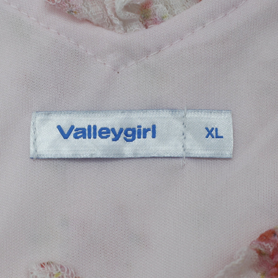 Y2K Ladies Valleygirl Tank Top Pink Floral Lace Sleeveless Size XL