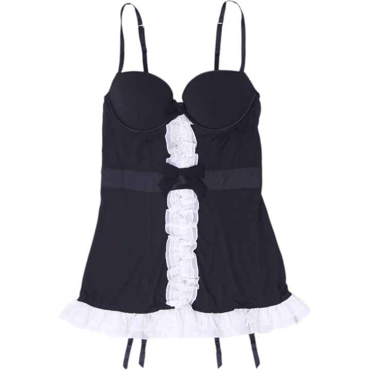 Y2K Ladies Victoria's Secret Maid Style Babydoll Chemise Size 34B Black & White
