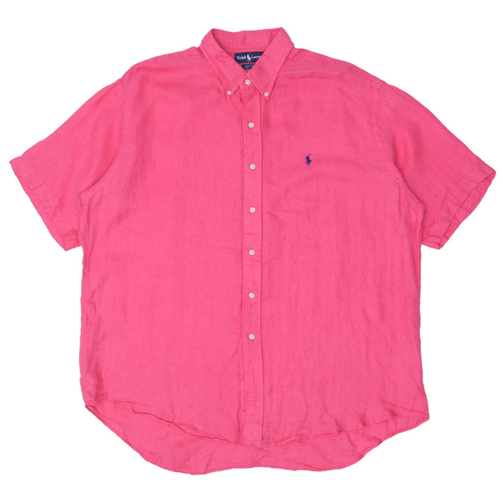 Mens Ralph Lauren Black 100% Linen Short Sleeve Shirt