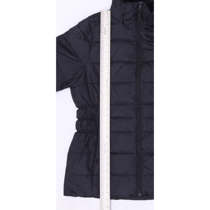 Ladies The North Face Puffer Jacket Black Fur Hood Warm Insulated L