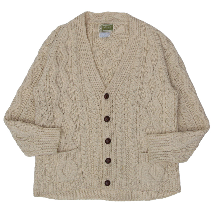 Vintage Kennedy Of Ardara Hand-Knit Irish Wool Cardigan Sweater Cable Knit Unisex - Fashion Rerun Vintage Migration_Sweaters