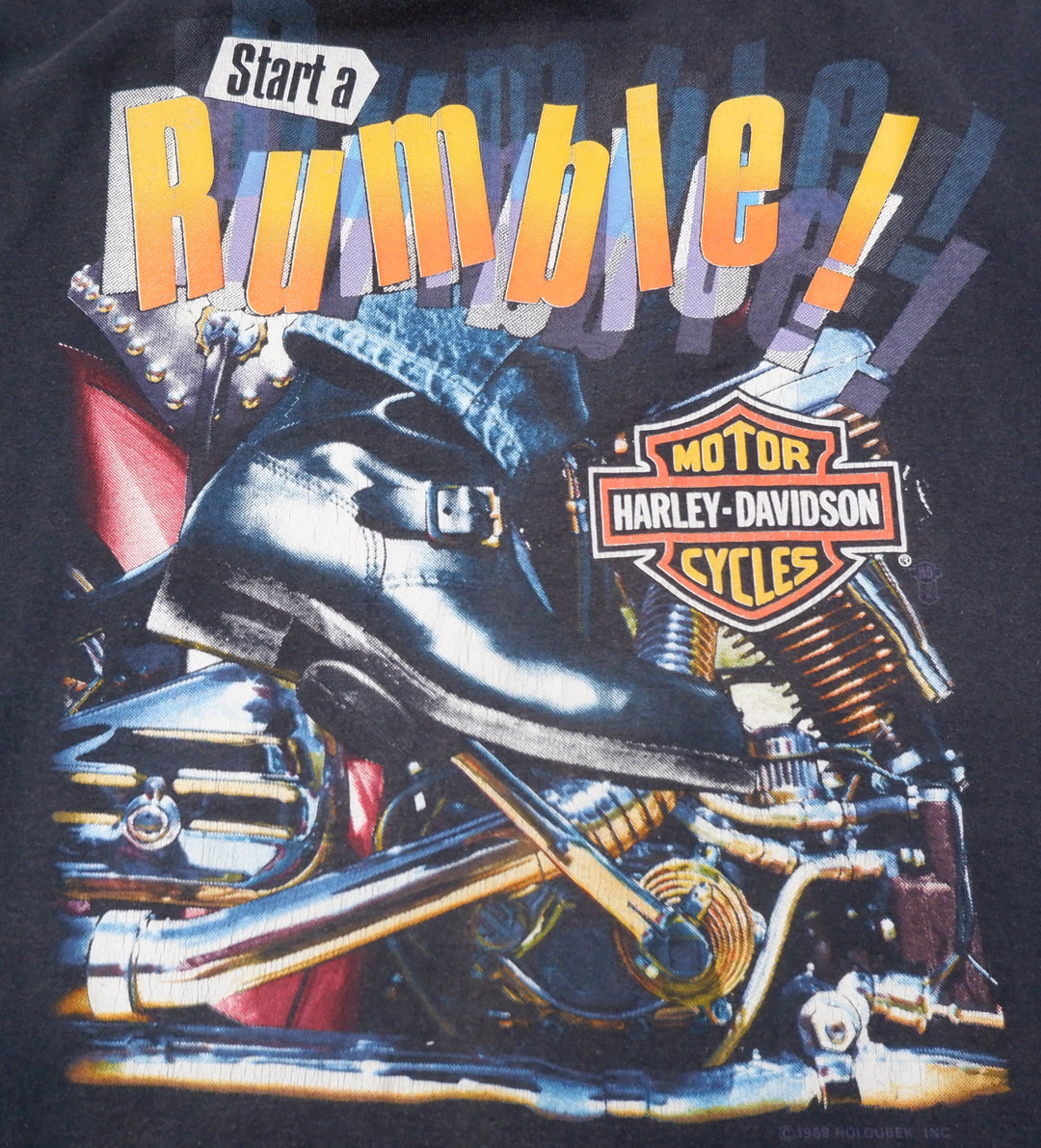 Vintage Harley Davidson Start A Rumble T Shirt Men's XL Single Stitch 80’s NOS