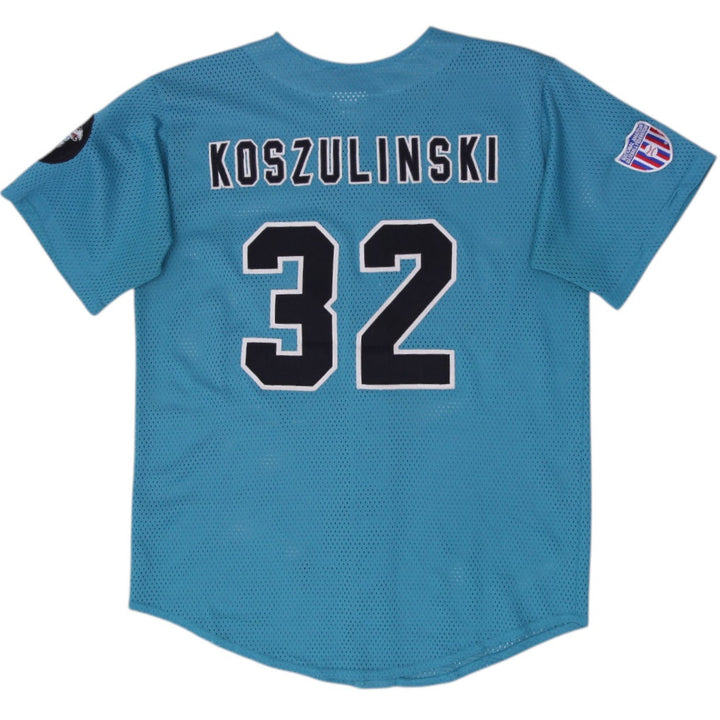 Vintage Tag Team Jayhawks Baseball Jersey Teal Mesh #32 Made In USA Size XL | Migration_Jerseys - Side View | Fashion Rerun