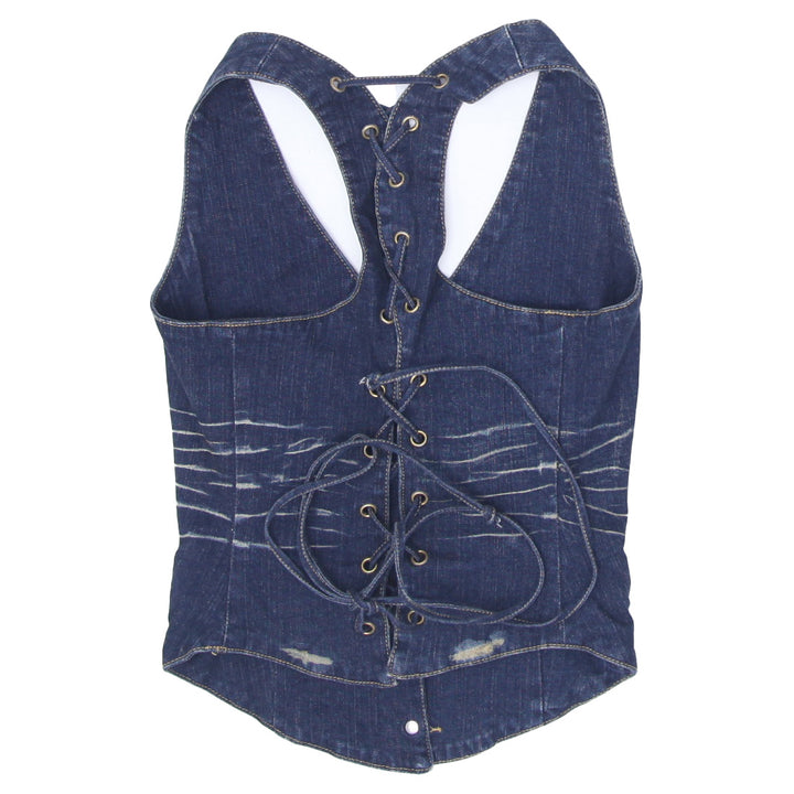 Y2K Baby Phat Racerback Lace Up Denim Vest - Fashion Rerun Vintage Migration_Tops