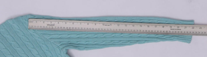 Vintage Ladies Ralph Lauren Cable Knit Sweater Light Blue Large 100% Cotton