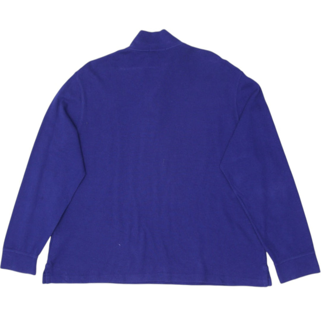 Mens Polo Ralph Lauren Estate Rib Quarter Zip Blue Sweater XL | Migration_Sweaters RL Collection - Side View | Fashion Rerun