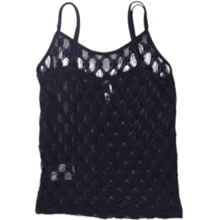 Y2K Ladies Mesh See Through Black Tank Top Size XS | Migration_Tops - Side View | Fashion Rerun