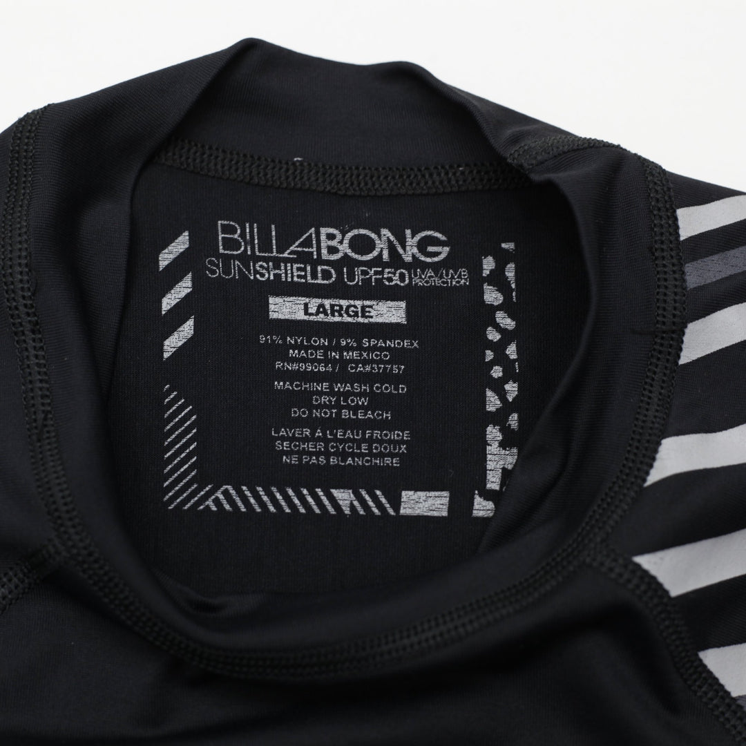 Mens Billabong Rash Guard Black UPF 50 Sun Protection Swimwear Size L
